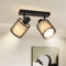 Doughelec Deckenleuchte Deckenstrahler 2 Flammig Flur - Deckenlampe Schwarz Deckenspot Vintage E14 Schwenkbar 350° Lampe Decke Wandlampe MAX30W Stoff Warmweiß für Wohnzimmer Küche, Ohne Leuchtmittel