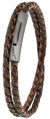 Simaru Bracelet en cuir de qualité supérieure fabriqué en Allemagne pour homme et femme - Bracelet unisexe en cuir véritable tressé avec fermeture à crochet en acier inoxydable - Doux pour la peau