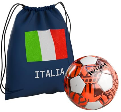 ICE TOYS Sacca Sportiva Italia 34 x 41 cm con Pallone da Calcio 22 cm (Rosso)
