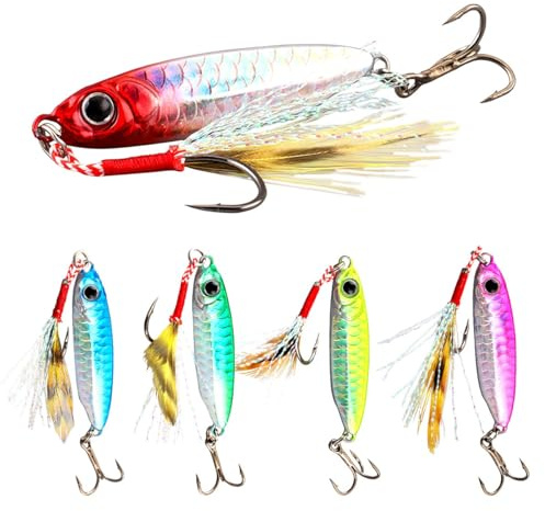 Sinking Fishing Lures, LULUWA 5pcs 7g/10g/15g/20g/25g/30g Metal Hard Spinner Fish Baits Jigs for Trout Perch Salmon Bass Pike (4.5cm-7g-5pcs)