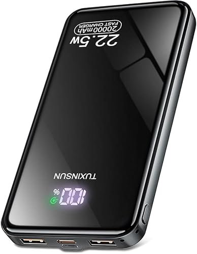 Power Bank 22.5W 20000mAh Bateria Externa Carga Rapida, Bateria Portatil PD3.0 QC4.0, Powerbank USB C Input & Output con Pantalla LCD Compatible con Smartphones, smartwatches, etc (Black)