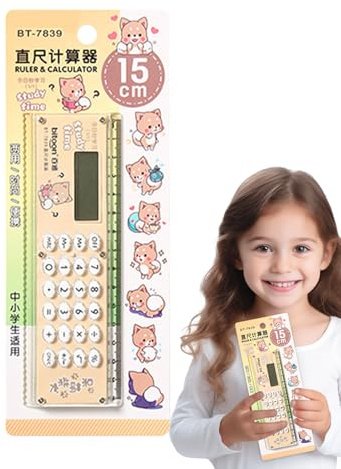 Calculatrices scolaires pour étudiants - Appareil de numéro compact | Numéro portable émouvant avec durabilité, calculatrice numérique avec règle, calculatrice de bureau portable mignonne, calcul