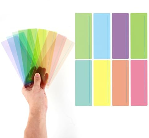 Lot de 8 bandes d'aide à la lecture - Superposition colorée - Marque-page - Règles de suivi de lecture - Bandes de lecture pour enfants, enseignants, personnes souffrant de dyslexie, taille