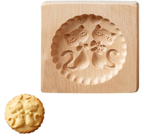 Molde de madera para galletas, cortador de galletas tallado, herramienta para hornear galletas, cortadores de galletas fáciles de desmoldar, sello para galletas para Halloween, Navidad, Acción
