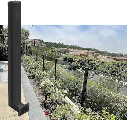 WDJBPSH Black Deck Glass Panel Fencing Railing Post, Wall Mount Balcony Railing System with Complete Installation Kit, Custom Height Guardrail Pillar(Black- Right end post,H-36in/92cm)