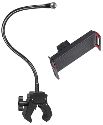 RETUOLWAG Supports de montage avec 4 bras télescopiques - Bords de 35 mm - Capacité de serrage pour appareils mobiles - Écrans de 4,7 à 11 - Angles réglables - Pince de fixation de bureau