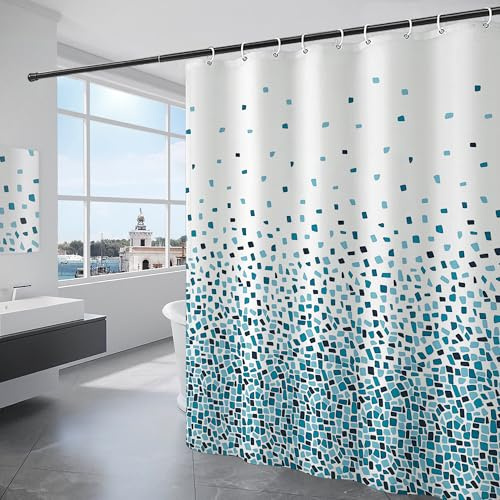 KAIMEIYU Tenda da Doccia in Poliestere Tenda da Bagno in Tessuto Lavabile in Lavatrice con 12 Anelli Impermeabile 180 x 200 cm Blu