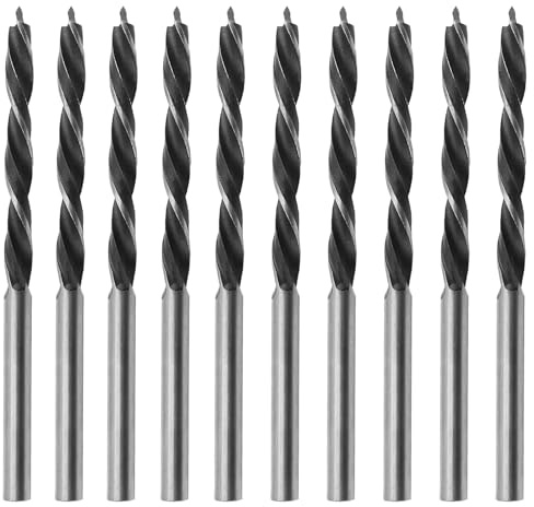 Runihorn 10 Stück Holzbohrer 3mm, Schlangenbohrer Brad Point, Holzschlangenbohrer HSS, Holzspiralbohrer für Weichholz, Hartholz