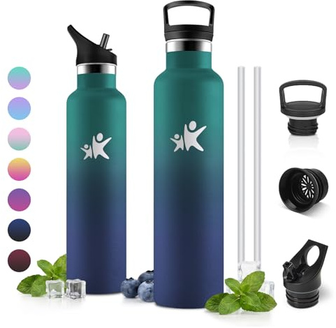 JAPORIA Borraccia Acciaio Inox 1L, Bottiglia Acqua senza BPA, Borracce Termica, Borraccia Termica con Cannuccia, Borraccia Termica con Doppio Strato Isolante, a Prova di Perdite, per Viaggi, Sport