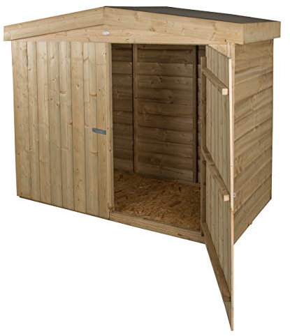 Forest Garden Apex Large Outdoor Store 1.98m x 0.81m Pressure Treated Wood Double Doors Bike Mower Shed with Floor
