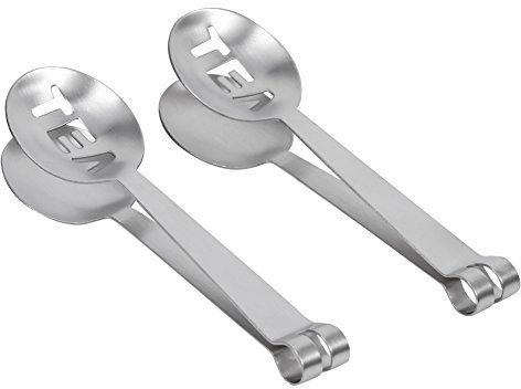 Fdit 2 pièces thé Sachet de thé cuillère en Acier Inoxydable Presse-Sachet Sachet passoire Titulaire poignée Pince à Sucre Cuisine Outils de Glace