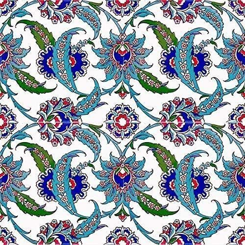 Piastrelle cucina e bagno decorate in ceramica Cerames Kelebek 20x20 cm | Rivestimenti Iznik colorati, 1 confezione - 0,48m2 (12 pezzi), mattonelle decorative ideale per cucina o bagno, rustico