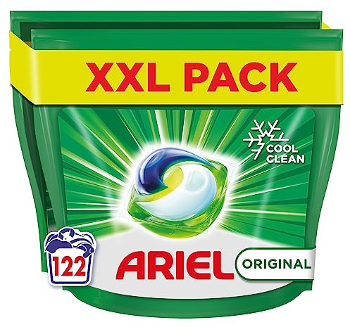 Ariel All-in-1 PODS Original Laundry Detergent Washing Liquid Tablets/Capsules, 122 Washes (61x2), Stain Remover For Clothes, Brilliant Stain Removal and Freshness Even in A Cold Wash