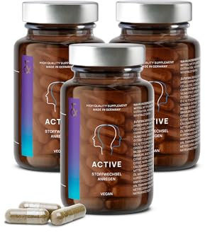 3er Set - CLAV N°3 Active - Stoffwechsel mit L-Carnitin, Grüntee Extrakt, Guarana, Ginkgo & Ginseng - gegen Müdigkeit und Erschöpfung - 60 Stoffwechsel Kapseln - Vegan