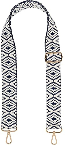 styleBREAKER Bolsas de hombro con patrón azteca, correa de bolsillo con mosquetón, ajustable, correa para teléfono móvil, cadena para teléfono móvil 02013015, color: azul oscuro y blanco