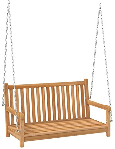 Festnight Hollywoodschaukel Holz Gartenschaukel Doppelschaukel Schaukelgestell Holz Schaukelbank Outdoor Massivholz Teak 114x60x64 cm
