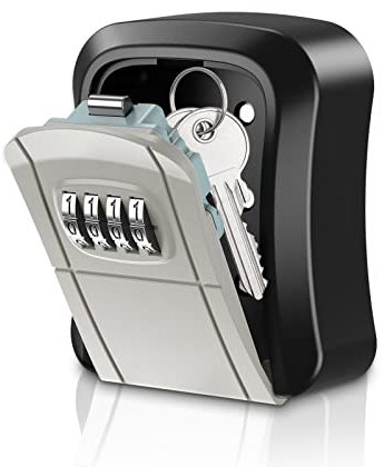 ORIA Schlüsseltresor Schlüsselbox, 4-Stellige Zahlencode Schlüssel, Schlüsselsafe Wetterfest, Wandmontage Schlüsselkasten, Key Lock Box Rostfrei Legierung, für Büro, Zuhause, Garage - Grau