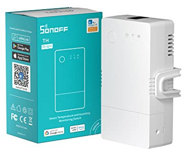 SONOFF Smart WiFi interruttore di rilevamento della temperatura e dell'umidità THR320 TH Origin 20A, controllo automatico della caldaia e dell'irrigazione, compatibile con Alexa e Google Home.