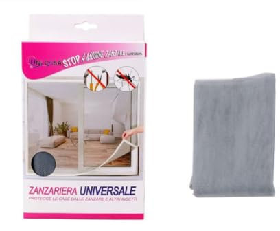 OISE ART STORE Trade Shop - Moustiquaire universelle pour fenêtre grise adhésive avec velcro 150 x 250 cm - Insectes 12925