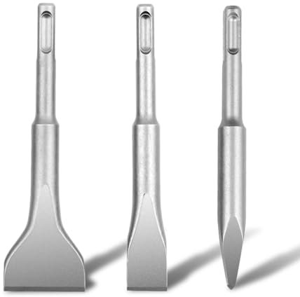 Monkey King Bar SDS Plus Lot de 3 burins plats (140 mm x 20 mm), burin pointu (140 mm), burin large (140 mm x 40 mm) pour béton, pierre