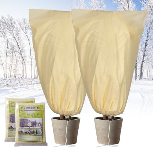GROOFOO Tessuto Non Tessuto per Piante,2 Pezzi 80x100cm Copertura Piante Inverno,Telo Piante Inverno,Protezione Piante Inverno 80g/m²,Protezione Invernale Piante per Palme Piante da Balcone