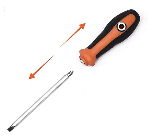 Edward Tools Reversible Screwdriver 2 in 1 - Phillips and Slotted Screwdriver - Heavy Duty CrV Steel with Ergonomic Handle with Side Hole Hold Option for More Torque - Magnetic Head - PH2 / SL6