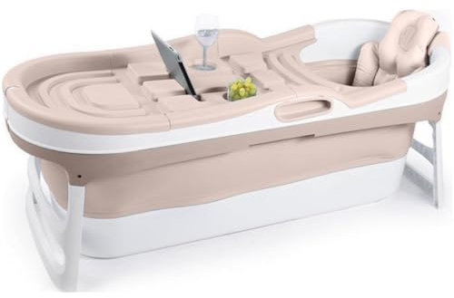 HelloBath® Faltbare Badewanne für Erwachsene - XL, 148 x 63 x 52 cm – mit Kissen, Tauchleuchte, Seifenkorb & Massagerollen – Zusammenklappbares Eisbad & Badefass für Sommer & Winter