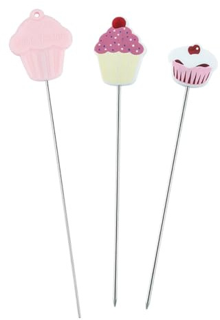 ANCLLO Tårttester - 3 Stycken Tårtpinnar Rostfritt Stål Test Nålar Tårtsond Tårta Broscher Tårta Pinnar Med Nålar för Cupcake Bröd Muffin Baktillbehör