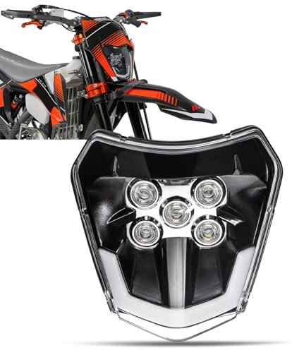 DREAMIZER Fari anteriori per moto, Faro per Dirt Bike 6000K con luci diurne per Enduro Motocross Supermoto Bici Nuda Compatibile con EXC SXF XC SX XCW 125 250 300 350 450 530, 2018-2023