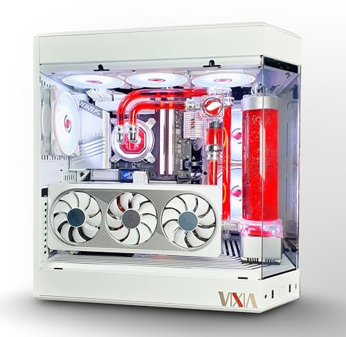 VIXIA High End Custom Watercooled Gaming PC - Intel Core i9 14900KS 6.20GHz - GeForce RTX 4090 DDR6X 24GB - DDR5 64GB 6000MHz - PCIe4.0 M.2 NVME 2TB - White - VXS-70W Red