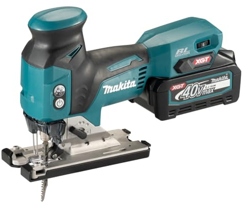 Makita JV001GM201 Scie sauteuse sans fil lithium-ion 40 V max | Bleu | Moteur sans balais | XPT | avec 2 batteries 4 Ah et 1 chargeur