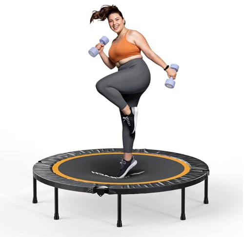 MERACH Mini Trampolin - 102cm/122cm Fitness Trampolin Faltbar, Maximale Belastung 150 KG, Trampoline für Bewegungstraining Leise