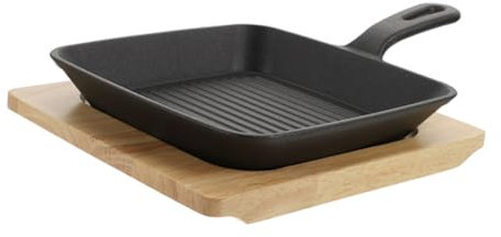 FUNNETOYU 1juego Sartén Cuadrada De Fundido Para Pancakes y Teppanyaki Con Tabla De Madera Para Cocina Doméstica y Camping y Fácil De Almacenar