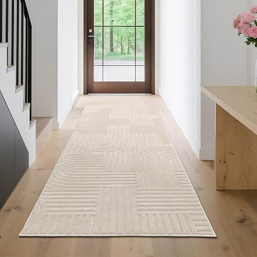 Enyhom Hallway Runner, 80x200cm Beige Runner Rugs For Hallway Machine Washable Hall Runner For Kitchen Door Entryway Laundry Corridor