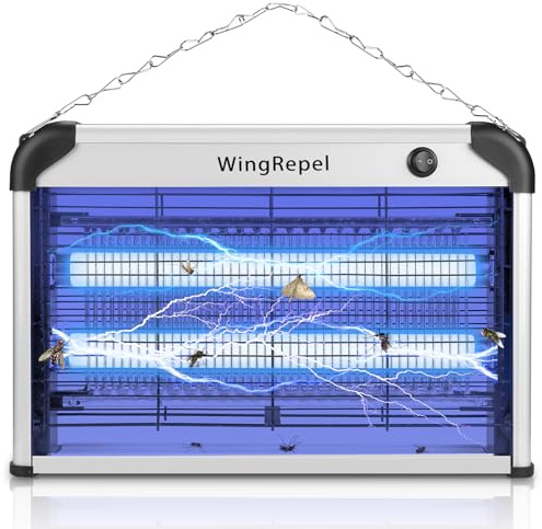 WingRepel 2 400 V inomhus UV insektsdödare, 20 W Pro elektrisk insektsdödare 50–80 m², blå flugmygglampa för hem kök restaurang