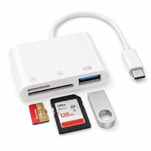3-i-1 USB-C SD-kortläsare, Type-C Micro SD-minneskortsadapter med dubbla kortfack och USB-A 3.0-port,OTG-adapter för hemmabruk och kontor,kompatibel med iPhone 17/16/15-serien,iPad,Samsung och MacBook