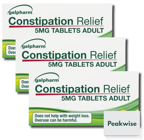Peakwise Constipation Relief 5mg Tablets Adult 20 Per Pack (3 Pack) - Effective Overnight Relief for Constipation,Effective Overnight Constipation Relief & Stool Softener Supports Digestion