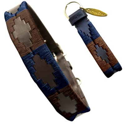 Carlos Diaz Echtes Leder gewachstes Premium-Polo-Hundehalsband mit Stickerei XXS