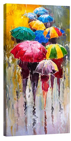 canvashop Quadro astratto ombrelli colorati 60x30 cm stampa su tela canvas quadri moderni soggiorno verticali arredo camera da letto ufficio design