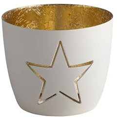Madras Windlicht Stern weiß/Gold