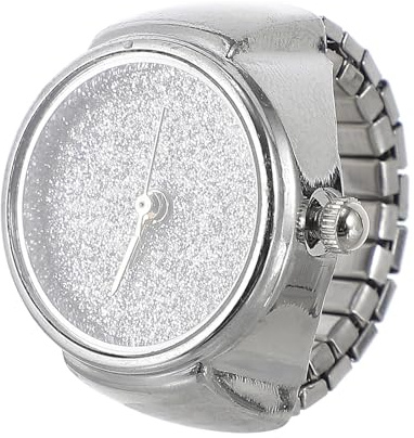 ibasenice Anello Orologio - Orologio Semplice Glitterato Argento Da Dito Da Ad Anello Semplice Con Glitterato Alla Moda (Argento)