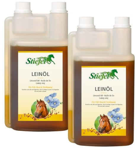 RL24 Stiefel - Leinöl für Pferde | kaltgepresst & reich an Omega-3-Fettsäuren | Pferde Leinsamenöl | für Fell, Haut & Verdauung | Pferde Zusatzfutter | 2 x 1000 ml Flasche (2er Set)