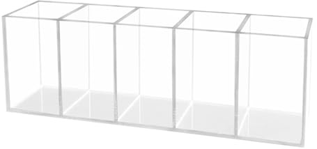 HSYMQ Acrylic Clear Pen Holder 5 Compartments Pencil Holder Desk Organizer Desktop Makeup Brush Holder