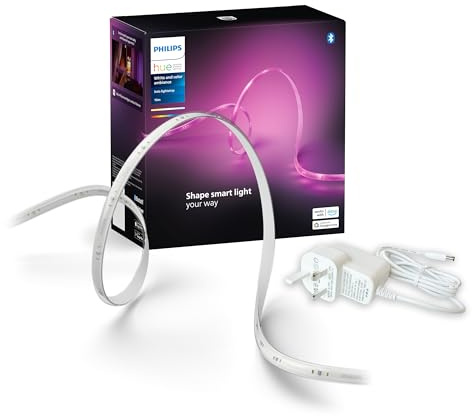 Philips Hue Indoor 10 m Smart LED Solo Lightstrip Basic Set, 1 Pack, Control with The Hue App, Compatible with Alexa, Google Assistant and Apple HomeKit, White