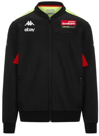 Kappa - Felpa con Zip, Uomo, Nero, Poliestere, Moto, Atrisomone Vr46, Taglia: S