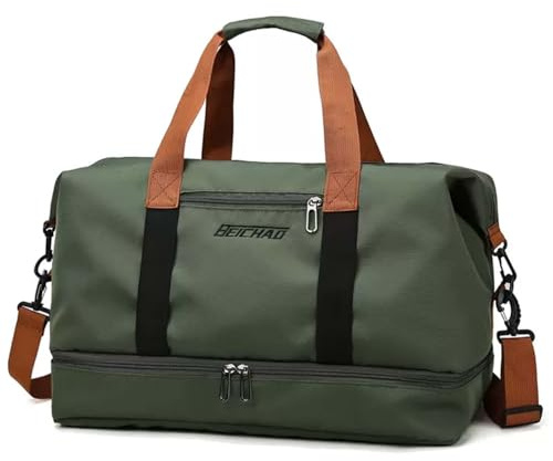 Borsoni da Palestra per Uomo Donna, Borsa da Viaggio con Scomparto Scarpe e Scomparto Bagnato, Grande Capacità Borsa da Fine Settimana Borsa Porta Abiti da Viaggio Impermeabile per Sport (Verde)