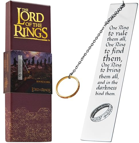 The Lord Of The Rings Marque Page Livre, Marque Page Métal pour Adulte Ado et Enfant (Argent avec Anneau)