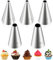 Ymapinc 5pcs Round Piping Nozzles Set, Stainless Steel Frosting Tips Piping Pastry Tips for Dessert Cake Supplies Professional Cake Decorating Tools for Baking Enthusiasts