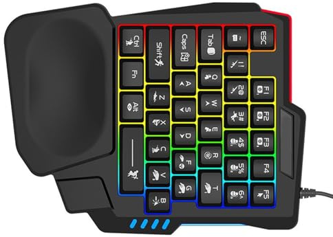 YUNNIAN Clavier Sensation Mécanique À Une Seule Main avec Rétro-éclairage Couleur Clavier À Cordes USB pour Les Programmeurs Les Concepteurs