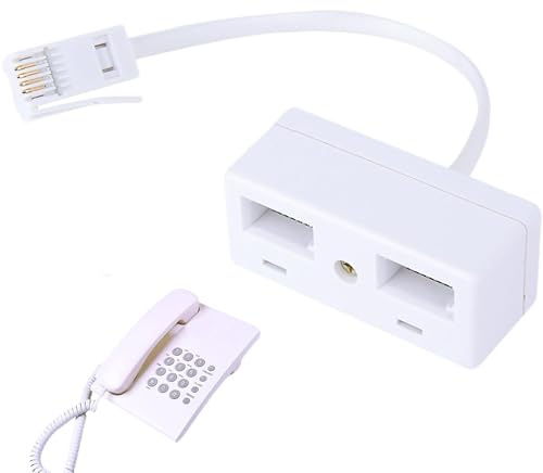 BT Telephone Splitter Double Socket BT Phone Adapter 2-Way RJ11 Adapter Phones Converter for UK Landline Telephones Modem Cable Fax Phone Adapters Standard Telephone Distributor